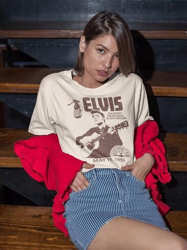 Elvis Sun Records T Shirt Adult Short Sleeve T Shirt Vintage Style Graphic Tee in Saudi Arabia