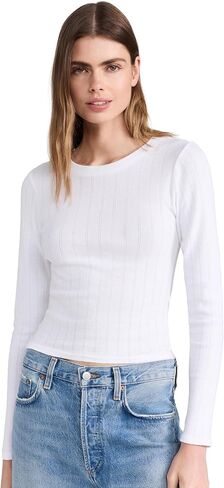perfectwhitetee Women's Leah Pointelle Long Sleeve Top in Saudi Arabia