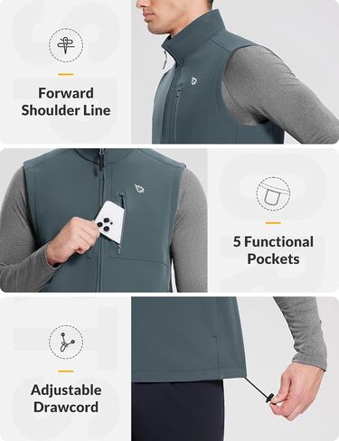 BALEAF Men's Golf Vest Fleece Lined Softshell Sleeveless Jacket Water Resistant Cold Weather Running Gear Winter Pockets in Saudi Arabia