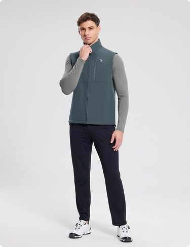 BALEAF Men's Golf Vest Fleece Lined Softshell Sleeveless Jacket Water Resistant Cold Weather Running Gear Winter Pockets in Saudi Arabia