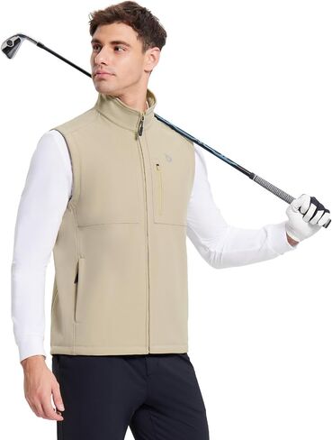 BALEAF Men's Golf Vest Fleece Lined Softshell Sleeveless Jacket Water Resistant Cold Weather Running Gear Winter Pockets in Saudi Arabia