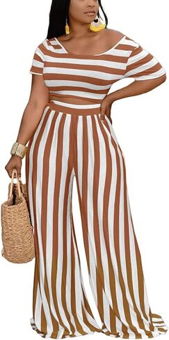 2 Piece Outfits for Women Sexy Backless Short Sleeve Crop Top High Waist Wide Leg Long Pant Sets Tracksuit Sport Set in Saudi Arabia