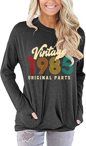 40th Birthday Gift Shirts Vintage 1985 Original Parts Shirts Sweatshirts for Women Casual Pullover Blouse Tops in Saudi Arabia