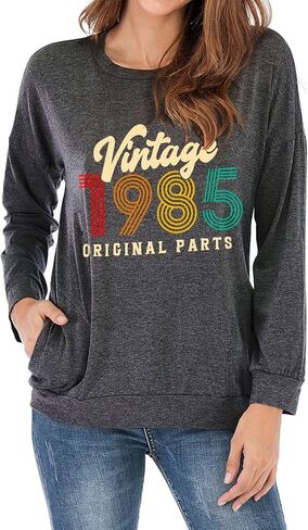 40th Birthday Gift Shirts Vintage 1985 Original Parts Shirts Sweatshirts for Women Casual Pullover Blouse Tops in Saudi Arabia