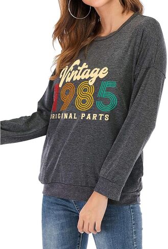 40th Birthday Gift Shirts Vintage 1985 Original Parts Shirts Sweatshirts for Women Casual Pullover Blouse Tops in Saudi Arabia