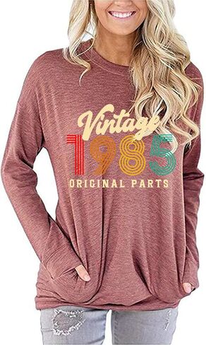 40th Birthday Gift Shirts Vintage 1985 Original Parts Shirts Sweatshirts for Women Casual Pullover Blouse Tops in Saudi Arabia