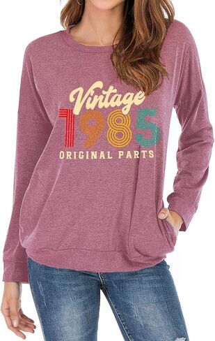40th Birthday Gift Shirts Vintage 1985 Original Parts Shirts Sweatshirts for Women Casual Pullover Blouse Tops in Saudi Arabia