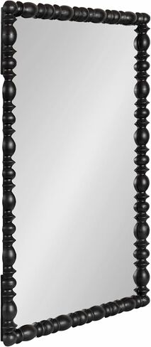 Kate and Laurel Prindle Turned Wood Beaded Rectangle Mirror, 23 x 34, Black, Vintage Rectangular Wall Mirror for Use as Fireplace Mantel Mirror Bathroom Mirror for Over Sink in Saudi Arabia