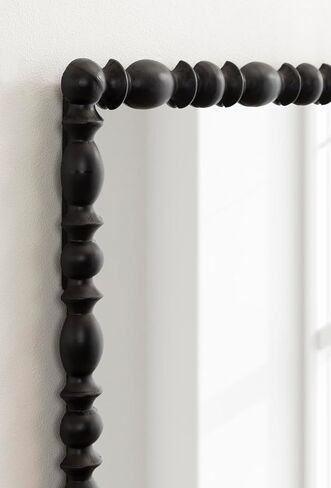 Kate and Laurel Prindle Turned Wood Beaded Rectangle Mirror, 23 x 34, Black, Vintage Rectangular Wall Mirror for Use as Fireplace Mantel Mirror Bathroom Mirror for Over Sink in Saudi Arabia