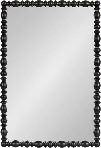 Kate and Laurel Prindle Turned Wood Beaded Rectangle Mirror, 23 x 34, Black, Vintage Rectangular Wall Mirror for Use as Fireplace Mantel Mirror Bathroom Mirror for Over Sink in Saudi Arabia