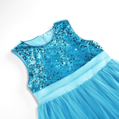 Flower Girls Sequin Dress Girls Dresses Birthday Princess Dress for Wedding Tulle Pearl Sleeveless Party Pageant in Saudi Arabia