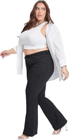 YMI Women's Plus Size Hyperdenim Super Stretchy Flare Jeans in Kuwait