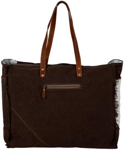 Myra Bag Western Leather Weekender Bag for Women, Upcycled Canvas Shoulder Bag - Farmland in Saudi Arabia