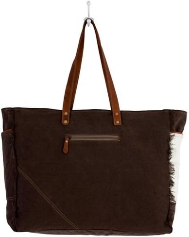 Myra Bag Western Leather Weekender Bag for Women, Upcycled Canvas Shoulder Bag - Farmland in Saudi Arabia