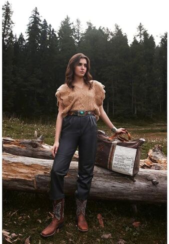 Myra Bag Western Leather Weekender Bag for Women, Upcycled Canvas Shoulder Bag - Farmland in Saudi Arabia