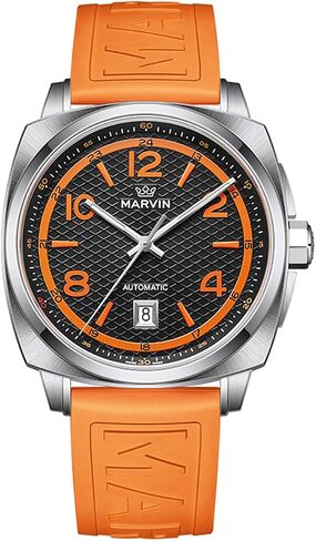marvin Swiss Mens Watches Automatic Mechanical Watch for Men with Rubber Strap,50M Waterproof,42MM Sapphire Glass Black Dial Luxury Men's Wrist Watches in Saudi Arabia