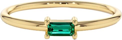 14k Gold Dainty Emerald Ring, Stackable Emerald Band, Handmade Jewelry, Gift for Her in Saudi Arabia