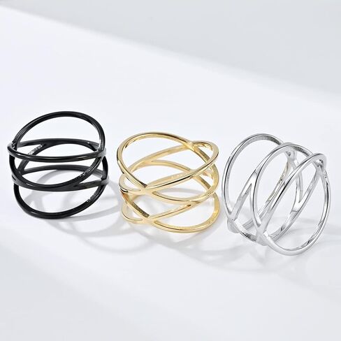 Unisex Stainless Steel 15MM Personality Simple Hollow Double X Criss Cross Infinity Ring in Saudi Arabia