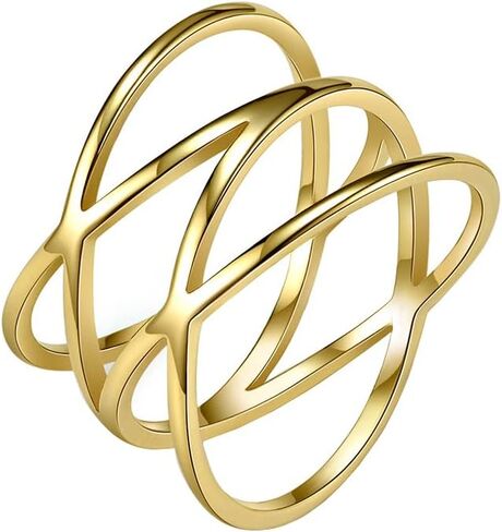 Unisex Stainless Steel 15MM Personality Simple Hollow Double X Criss Cross Infinity Ring in Saudi Arabia