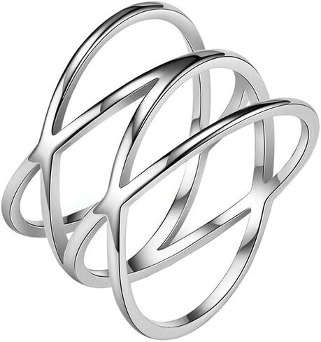 Unisex Stainless Steel 15MM Personality Simple Hollow Double X Criss Cross Infinity Ring in Saudi Arabia