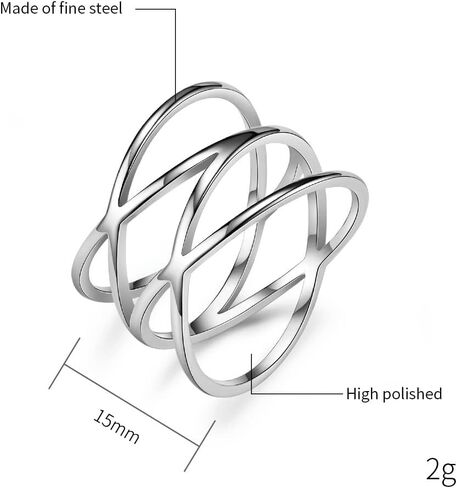 Unisex Stainless Steel 15MM Personality Simple Hollow Double X Criss Cross Infinity Ring in Saudi Arabia