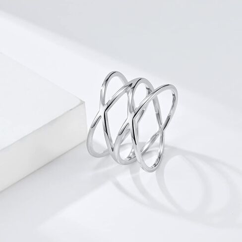 Unisex Stainless Steel 15MM Personality Simple Hollow Double X Criss Cross Infinity Ring in Saudi Arabia