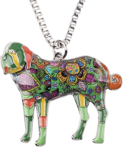 BONSNY Love Heart Enamel Zinc Alloy Metal Saint Bernard Necklace Dog Animal Jewelry pendant 18" in Saudi Arabia