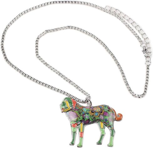 BONSNY Love Heart Enamel Zinc Alloy Metal Saint Bernard Necklace Dog Animal Jewelry pendant 18" in Saudi Arabia