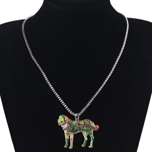 BONSNY Love Heart Enamel Zinc Alloy Metal Saint Bernard Necklace Dog Animal Jewelry pendant 18" in Saudi Arabia