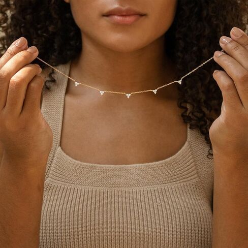 Gold Necklace for Women, 14K Gold/Silver Plated Station Necklace Paperclip Chain Necklaces for Women, Zircon Station Necklace Layered Freshwater Pearl Necklace Jewelry for Women in Kuwait