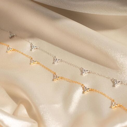 Gold Necklace for Women, 14K Gold/Silver Plated Station Necklace Paperclip Chain Necklaces for Women, Zircon Station Necklace Layered Freshwater Pearl Necklace Jewelry for Women in Kuwait