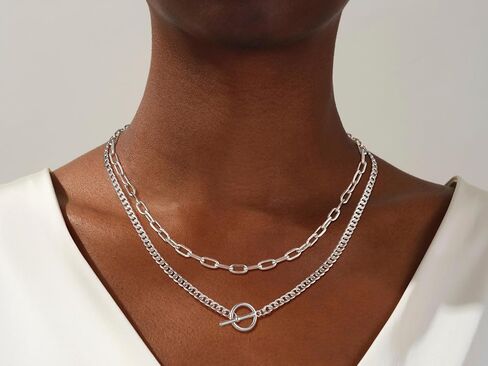 Kyerlyn Silver Necklaces for Women, Sterling Silver Stackable Stack Herringbone Choker Necklaces for Women Trendy Layering Circle Pendant Chain Necklace Set Jewelry for Women in Saudi Arabia