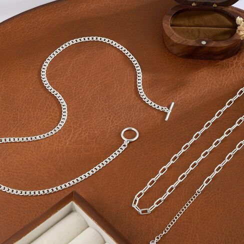 Kyerlyn Silver Necklaces for Women, Sterling Silver Stackable Stack Herringbone Choker Necklaces for Women Trendy Layering Circle Pendant Chain Necklace Set Jewelry for Women in Saudi Arabia