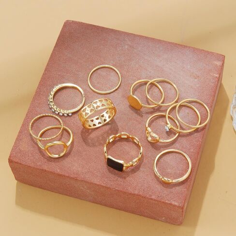 Rrdaily Gold Boho Knuckle Rings Set For Teen Girls Vintage Love Pearl Stackable Dainty Joint Finger Sparkling Dainty Simple Trendy Cross Twist Designs Ring Pack in Saudi Arabia