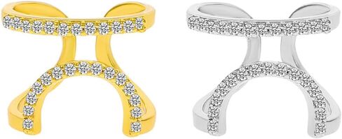 MYANAIL Zircon Nail Ring Set 2Pcs Finger Nail Cap Adjustable Stacking Ring for Women Rhinestone Metal Knuckle Ring Jewelry in Saudi Arabia
