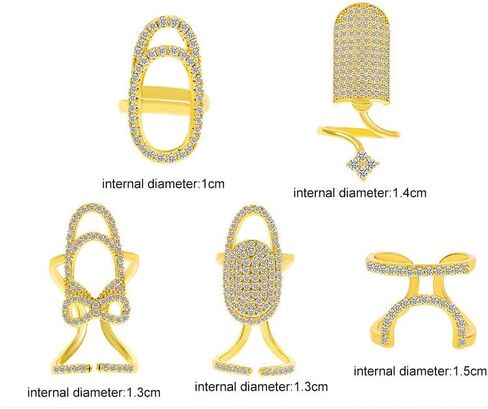MYANAIL Zircon Nail Ring Set 2Pcs Finger Nail Cap Adjustable Stacking Ring for Women Rhinestone Metal Knuckle Ring Jewelry in Saudi Arabia