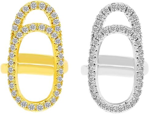MYANAIL Zircon Nail Ring Set 2Pcs Finger Nail Cap Adjustable Stacking Ring for Women Rhinestone Metal Knuckle Ring Jewelry in Saudi Arabia