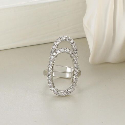 MYANAIL Zircon Nail Ring Set 2Pcs Finger Nail Cap Adjustable Stacking Ring for Women Rhinestone Metal Knuckle Ring Jewelry in Saudi Arabia