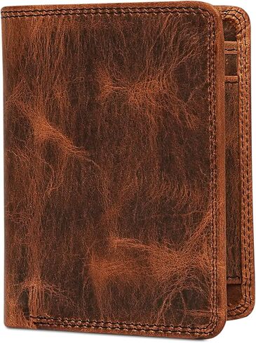 Top Grain Leather Wallet for Men | RFID Blocking | Bifold, Extra Capacity with 2 ID Windows | Ultra Strong Stitching | Slim Billfold with Card Slots | Gift for Him, Brown in Saudi Arabia