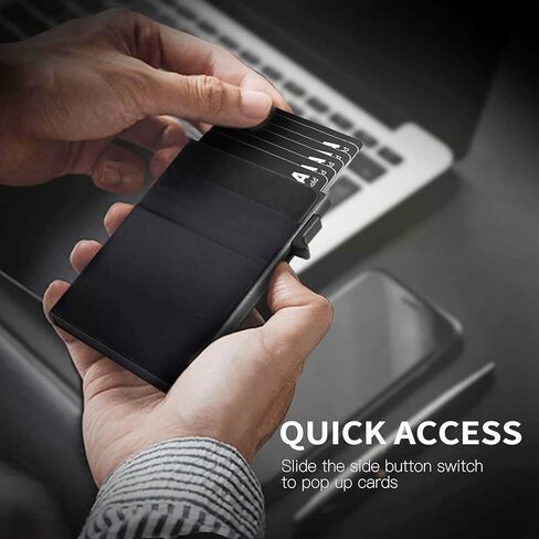 Dual-Pocket Slim Card Holder - RFID Blocking, Aluminum Metal Wallet with Front & Back Pockets for Cash, Airtag, Coins - Credit Card Organizer in Saudi Arabia
