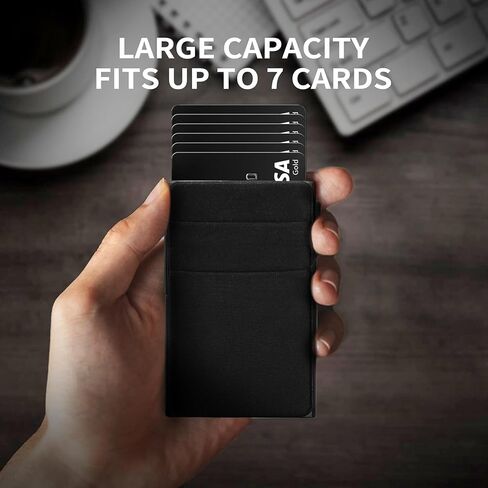 Dual-Pocket Slim Card Holder - RFID Blocking, Aluminum Metal Wallet with Front & Back Pockets for Cash, Airtag, Coins - Credit Card Organizer in Saudi Arabia