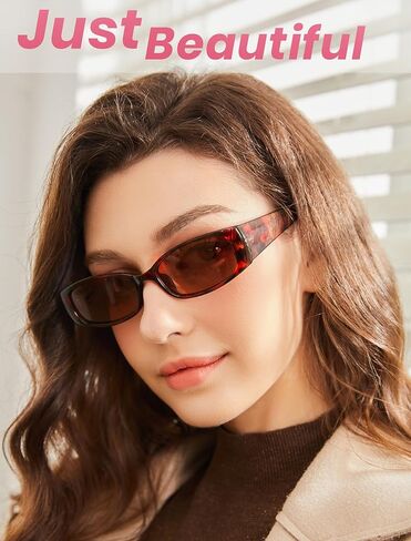 Veda Tinda Vision Rectangle Sunglasses for Women Mens 90s Y2k Cool Retro Vintage Warp Around Sport Sun Glasses UV Protection in Saudi Arabia