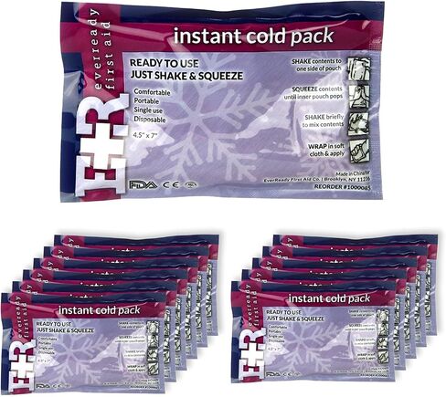 Ever Ready First Aid Disposable Cold Compress Therapy Instant Ice Pack for Injuries 4.5" x 7" - 125 Pack in Kuwait