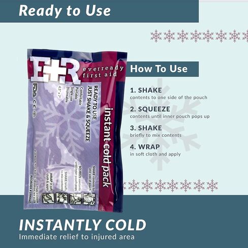 Ever Ready First Aid Disposable Cold Compress Therapy Instant Ice Pack for Injuries 4.5" x 7" - 125 Pack in Kuwait