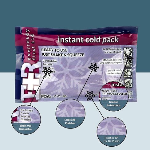 Ever Ready First Aid Disposable Cold Compress Therapy Instant Ice Pack for Injuries 4.5" x 7" - 125 Pack in Kuwait