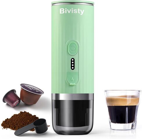 Portable Espresso Maker,Mini Camping Coffee Machine with Wireless Self-heating, 80ml Water Tank, Ground Coffee Compatible with Nespresso & Dolce Gusto for Travel, Outdoor, Office (black) in Saudi Arabia