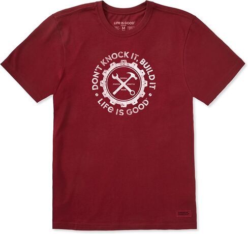 تي شيرت رجالي من Life is Good، تي شيرت برسومات قطنية بأكمام قصيرة، Build It in Kuwait