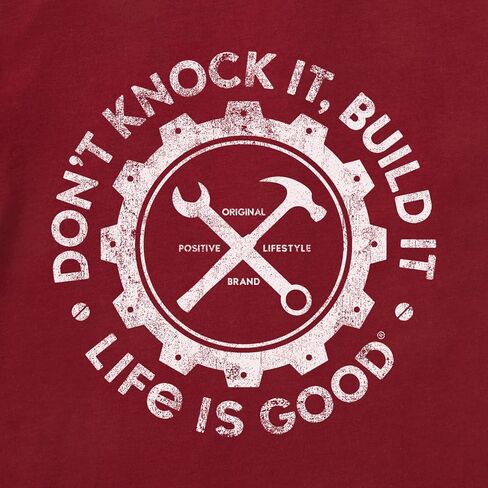 تي شيرت رجالي من Life is Good، تي شيرت برسومات قطنية بأكمام قصيرة، Build It in Kuwait