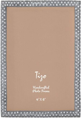 TIZO Design Jeweled Picture Frame, Metal Base with Genuine Crystal Accents, (5x7, Silver) in Kuwait