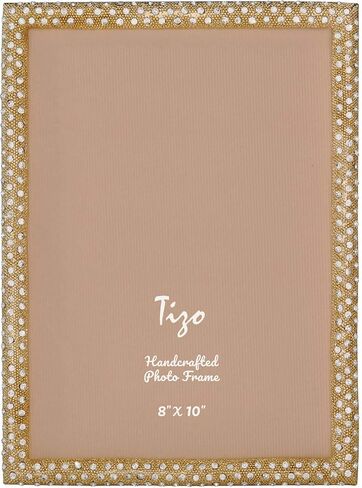 TIZO Design Jeweled Picture Frame, Metal Base with Genuine Crystal Accents, (5x7, Silver) in Kuwait